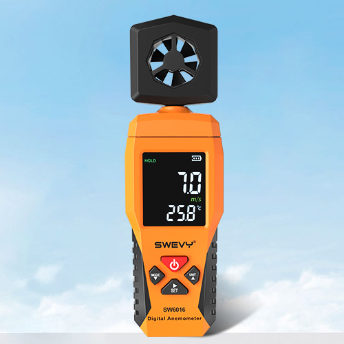 速為SW6016彩屏旗艦版風速儀迷你手持式風速計測風溫風力測量儀（量程0.3~30m/s）